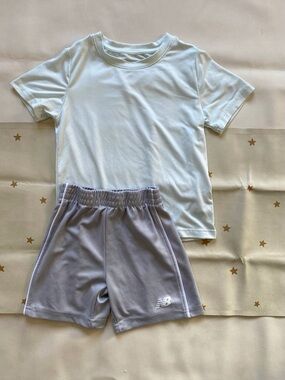 New Balance Gray Athletic Shorts with Mint Athletic Shirt